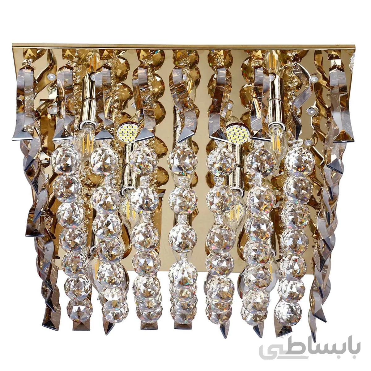 لوستر سقفی کریستالی چشمه نور کد A6638/50-50-S-G طلایی (ریموت دار)