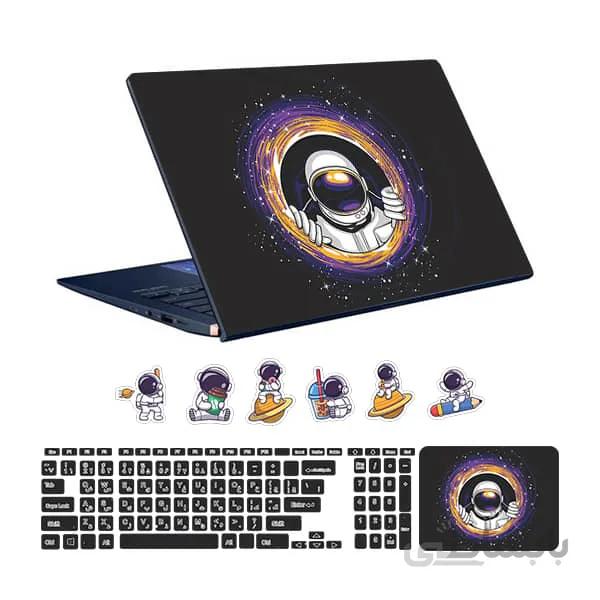 اسکین لپ تاپ طرح Astronaut کد ۱۰ به همراه استیکر کیبورد
