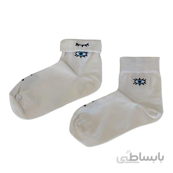 جوراب چشم نظر سفید زنانه کد PH499.1