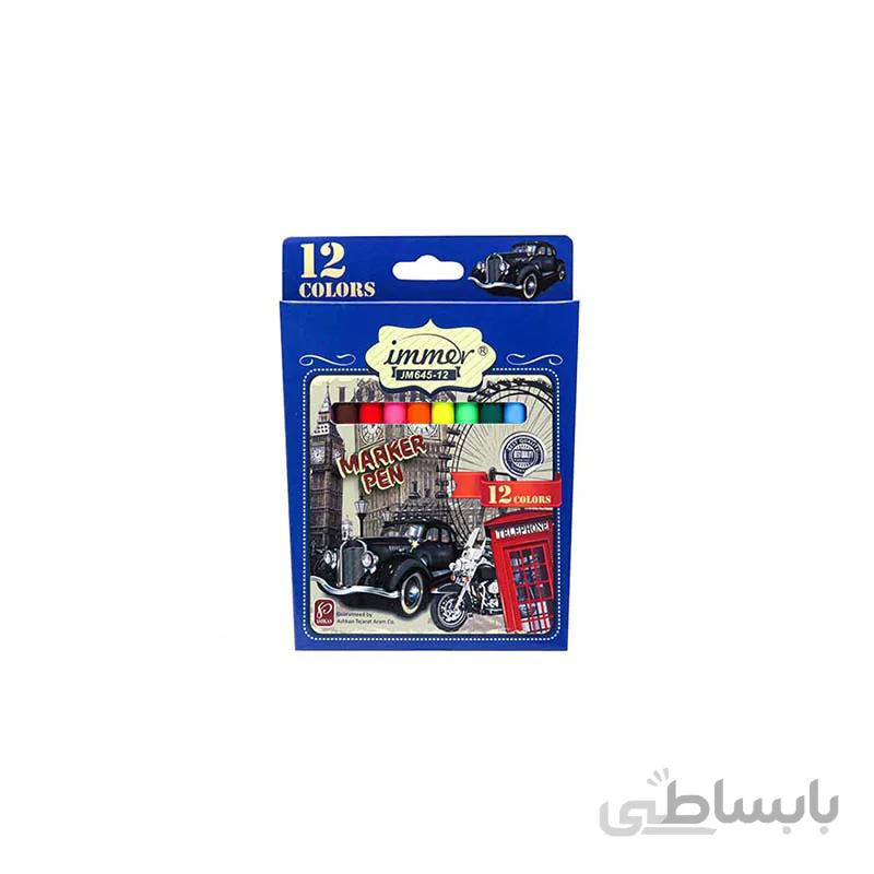 ماژيك 12 رنگ مقوايى بلند نوك طراحى پهن ایمر مدل JM645