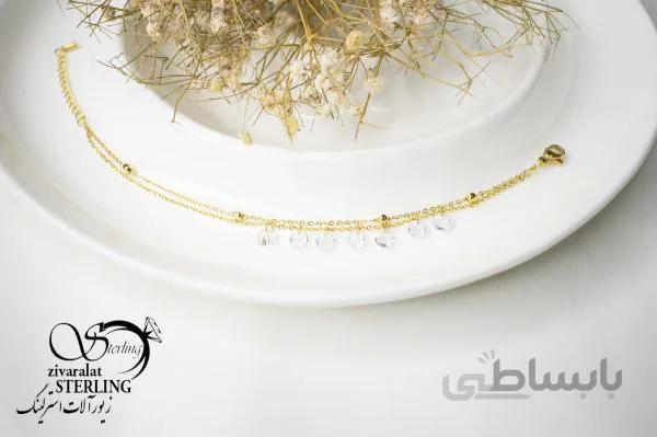 دستبند استیل زنانه آویز نگینی