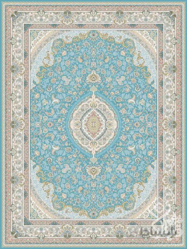 فرش ماشینی قیطران طرح سروناز آبی