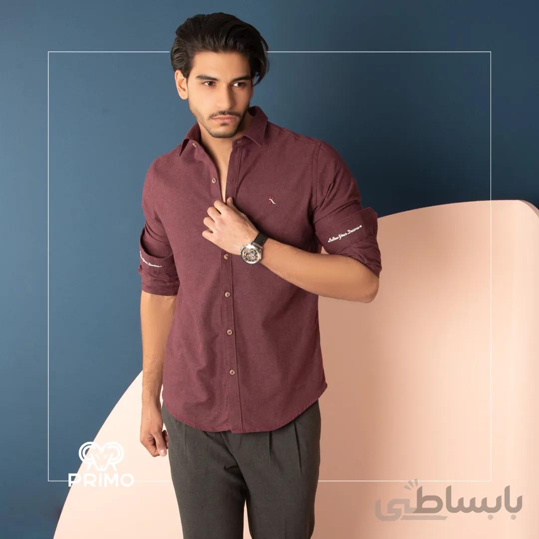 پیراهن پشمی مردانه مدل آستین بلند ساده 237403