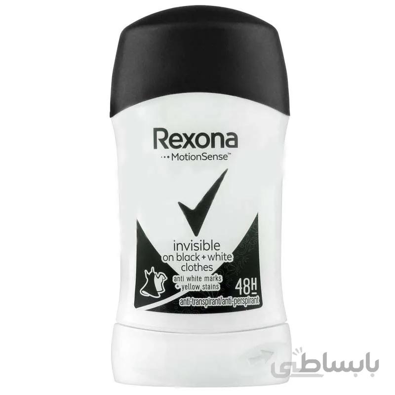 استیک ضد تعریق رکسونا زنانه مدل Invisible Black And White ا Rexona Invisible Black And White Stick 48H For Women 40gr