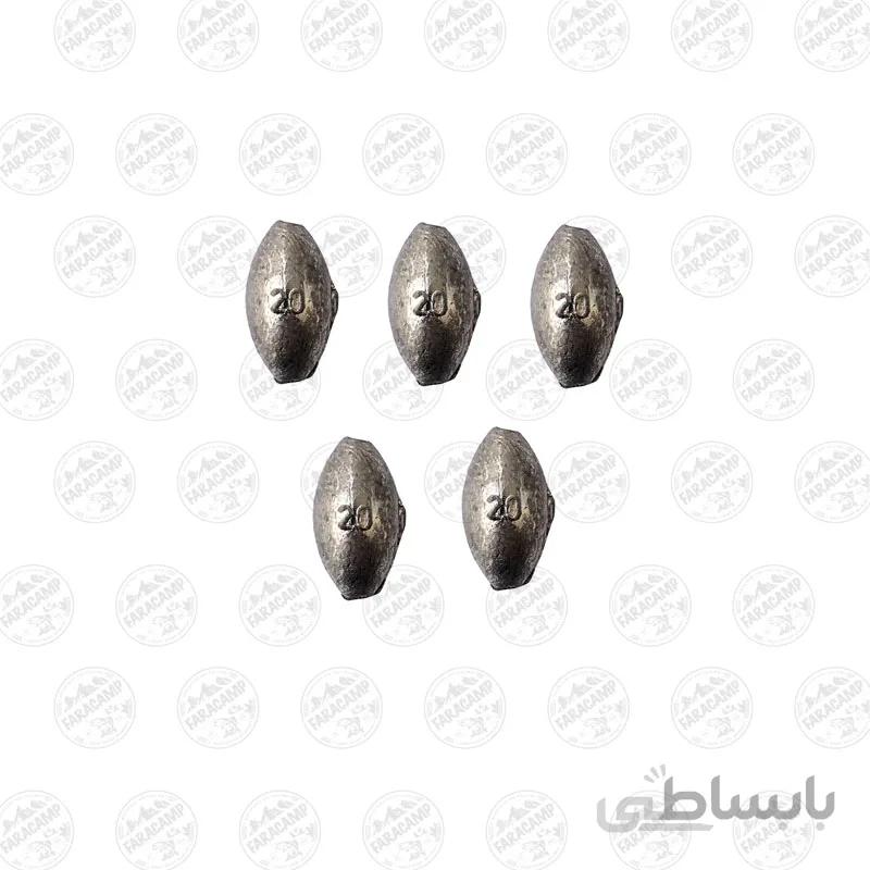 سرب ماهیگیری زیتونی 20 گرم بسته 5 عددی