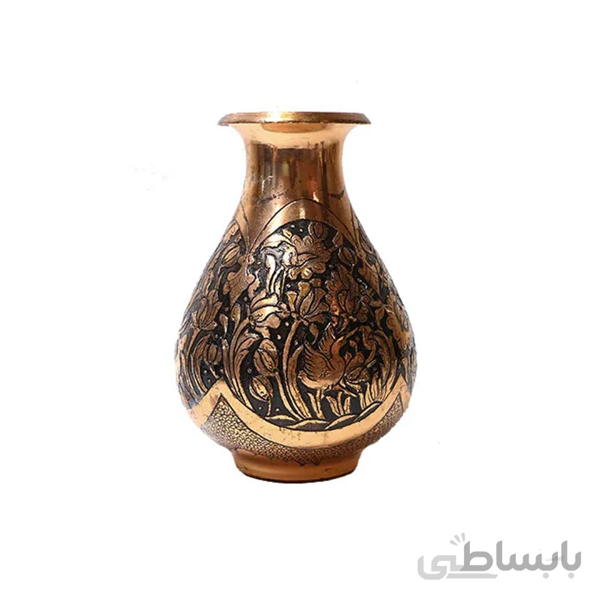 گلدان مسی قرمز مدل شلغمی کد 010