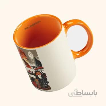 ماگ سرامیکی چاپی طرح Lion King سفید و نارنجی