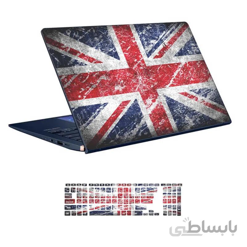 اسکین لپ تاپ طرح انگلیس کد ۰۱ به همراه استیکر کیبورد
