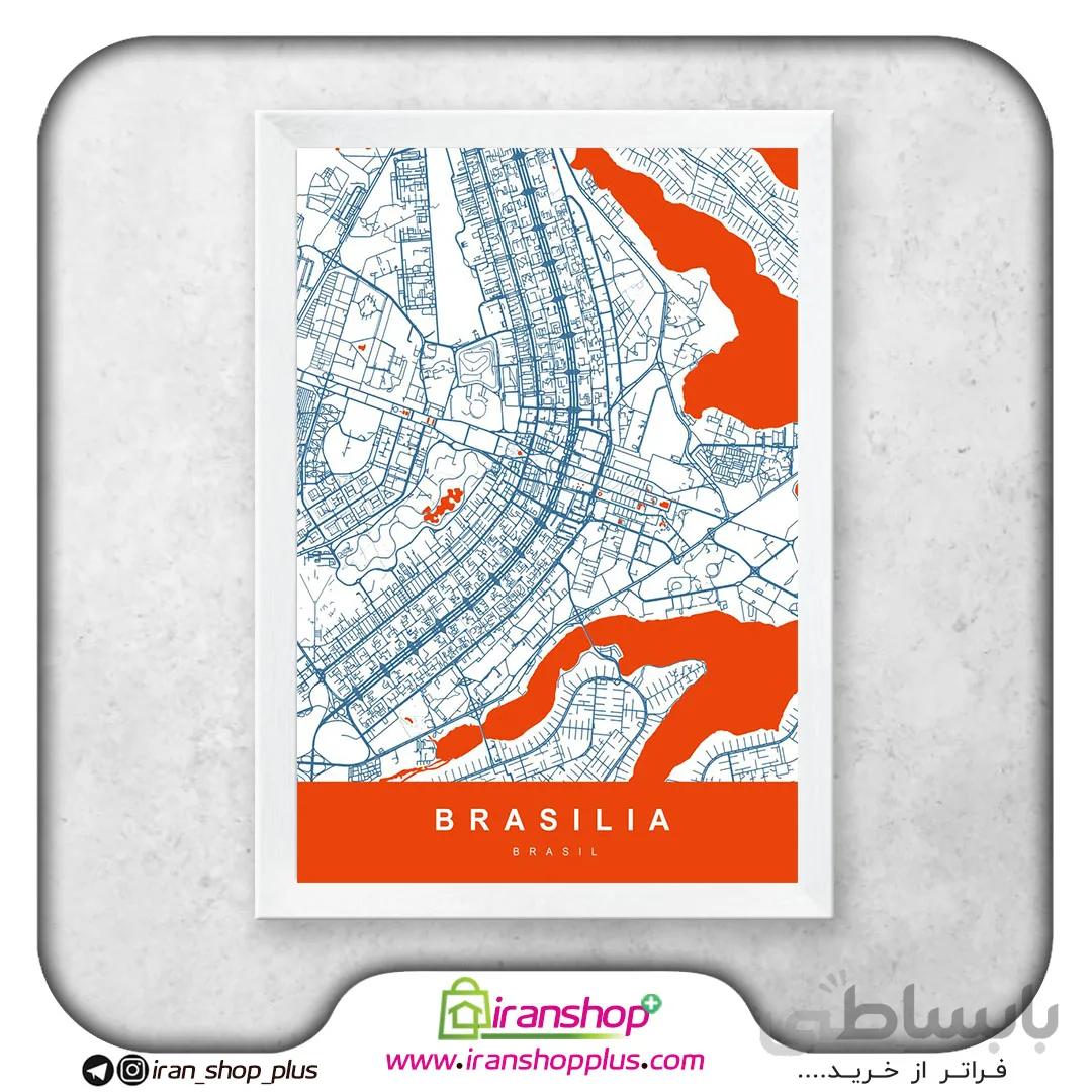 تابلو نقشه شهر برازیلیا با تم White Orange