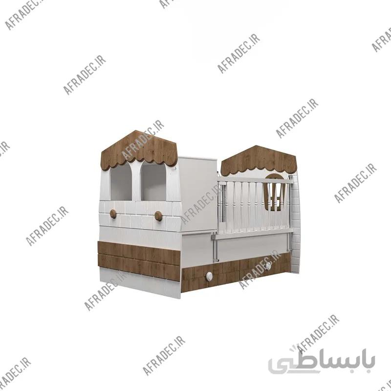 تخت خواب نوزاد به نوجوان مدل کلبه