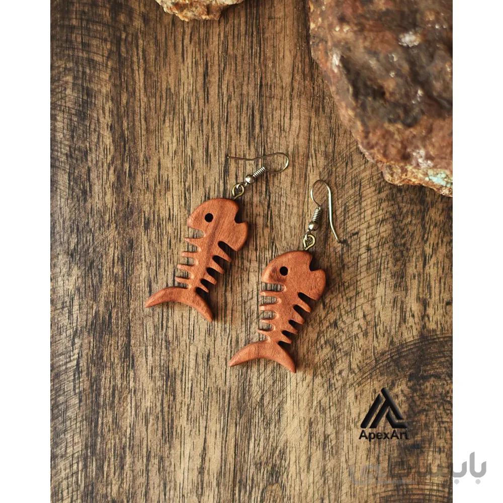 گوشواره چوبی طرح ماهی