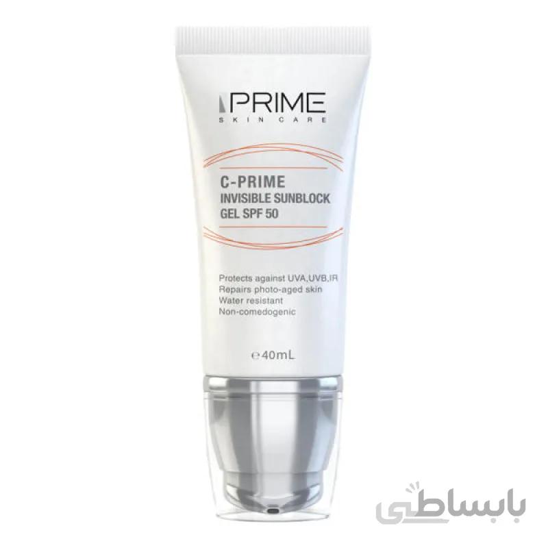 ژل ضد آفتاب SPF50 حاوی ویتامین سی پریم 40 میلی لیتر ا Prime C-Prime Invisible Sunblock Gel SPF50 40ml