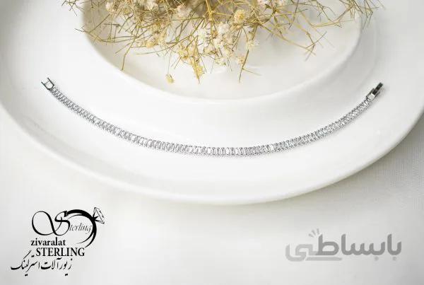 دستبند زنانه طرح جواهر نقره ای