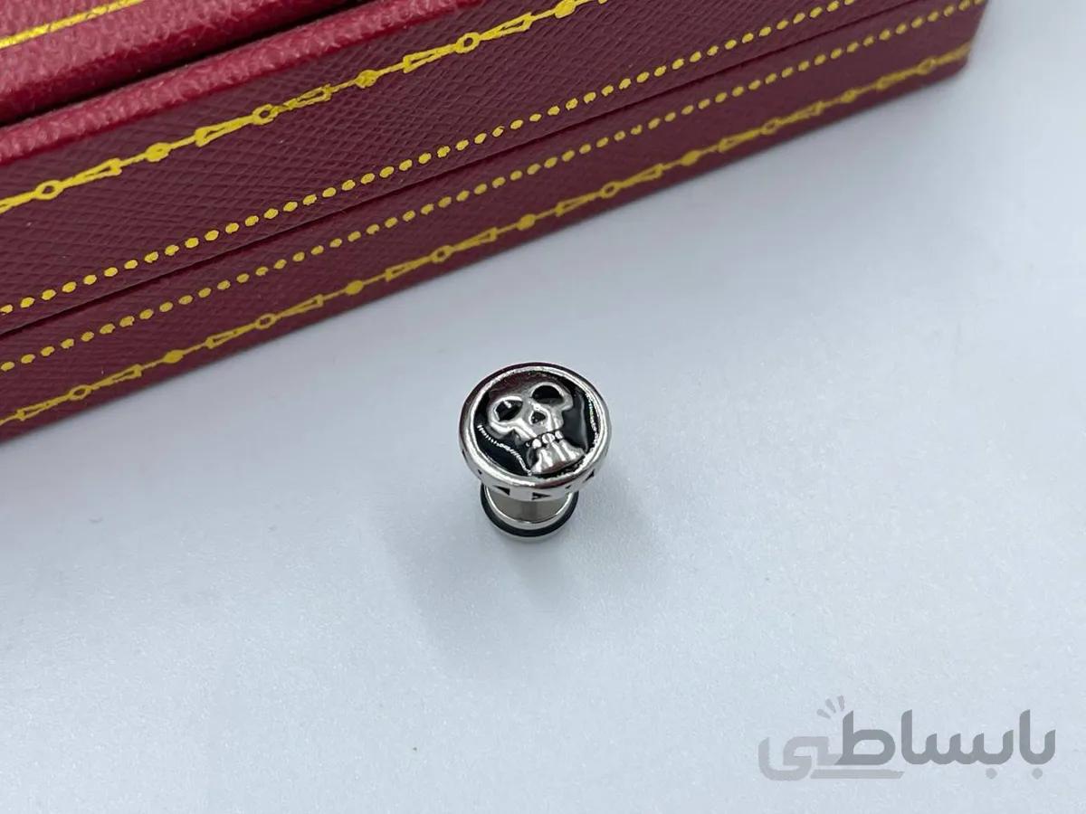 پیرسینگ گوش طرح جمجمه نقره ای