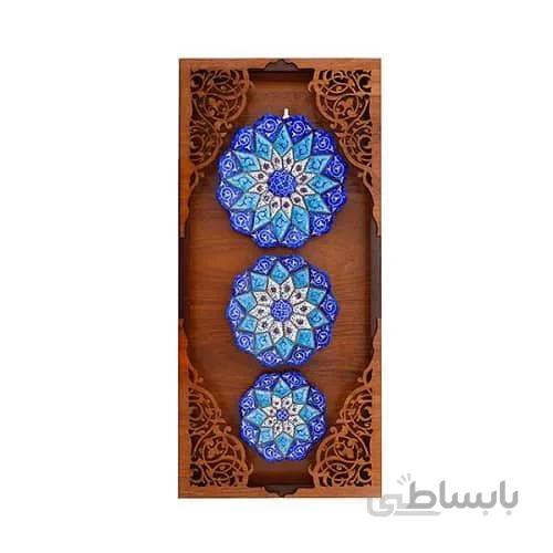 قاب چوبی سه بشقاب میناکاری
