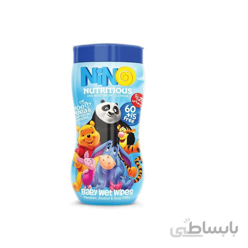دستمال مرطوب کودک انیمیشن نینو قوطی 75 عددی