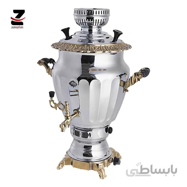 سماور گازسوز عالی نسب مدل نگین نفیس طلایی ظرفیت 6 لیتر