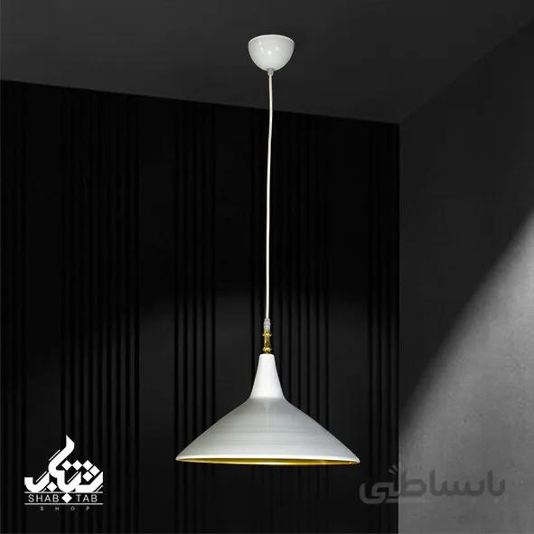 لوستر آویز مدرن تک شعله دی لان بزرگ سفید DRK