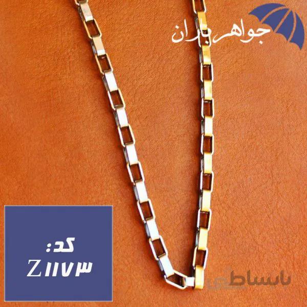 زنجیر استیل دو رنگ ۵۲ سانت طرح حلقه ای درشت کد Z_1173