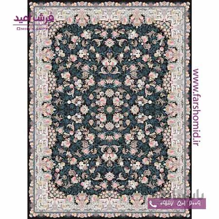 فرش ماشینی 700 شانه 8 رنگ طرح 701504 سرمه ای فرش آرشام