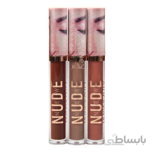 ست ۳ تایی رژ مایع هوکسیا بیوتی مدل نیو نود کد ۰۲ (Huxiabeauty New Nude Lip Gloss Code 02)