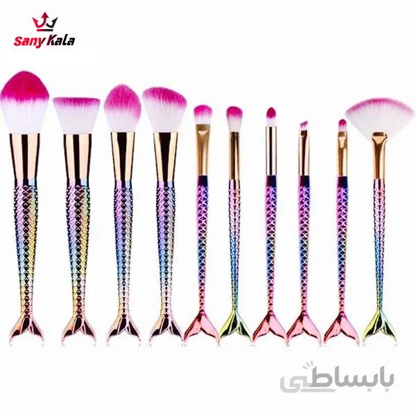 ست براش 10 عددی پری دریایی با کیف اکلیلی ا Set of 10 mermaid brushes with a crown bag