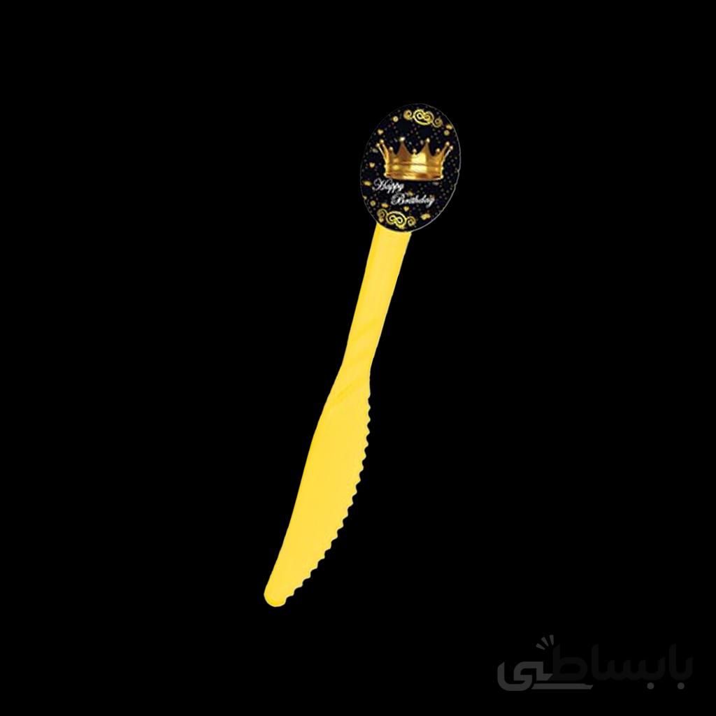 چاقوی تم تولد تاج طلایی مشکی
