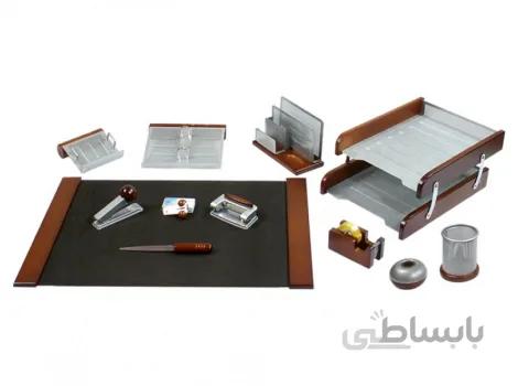 ست رومیزی کارمندی چوب و فلز سیمین کد d305