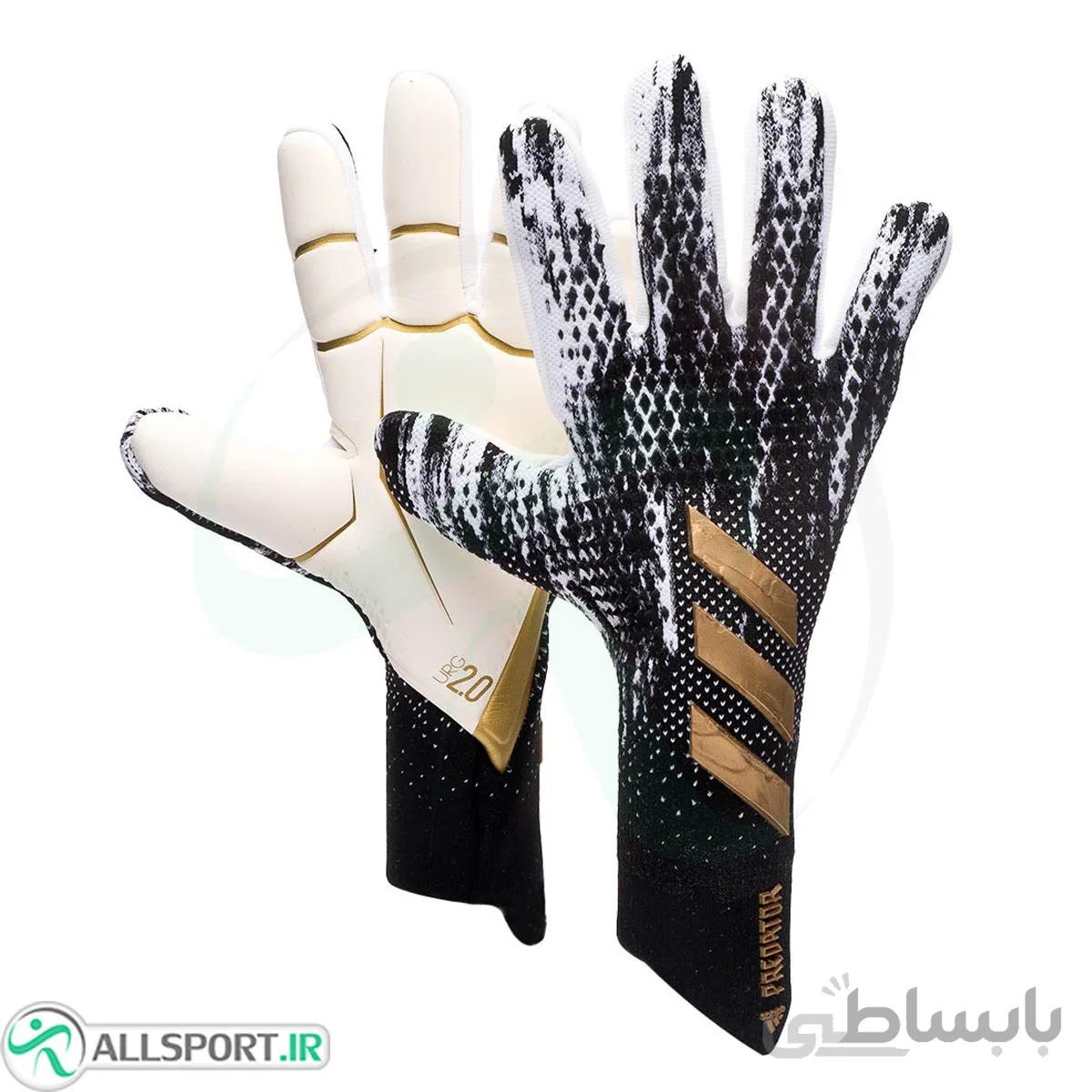 دستکش دروازه بانی آدیداس پردیتور طرح اصلی Adidas Goalkeeper Gloves Predator Pro Black White Gold Metallic