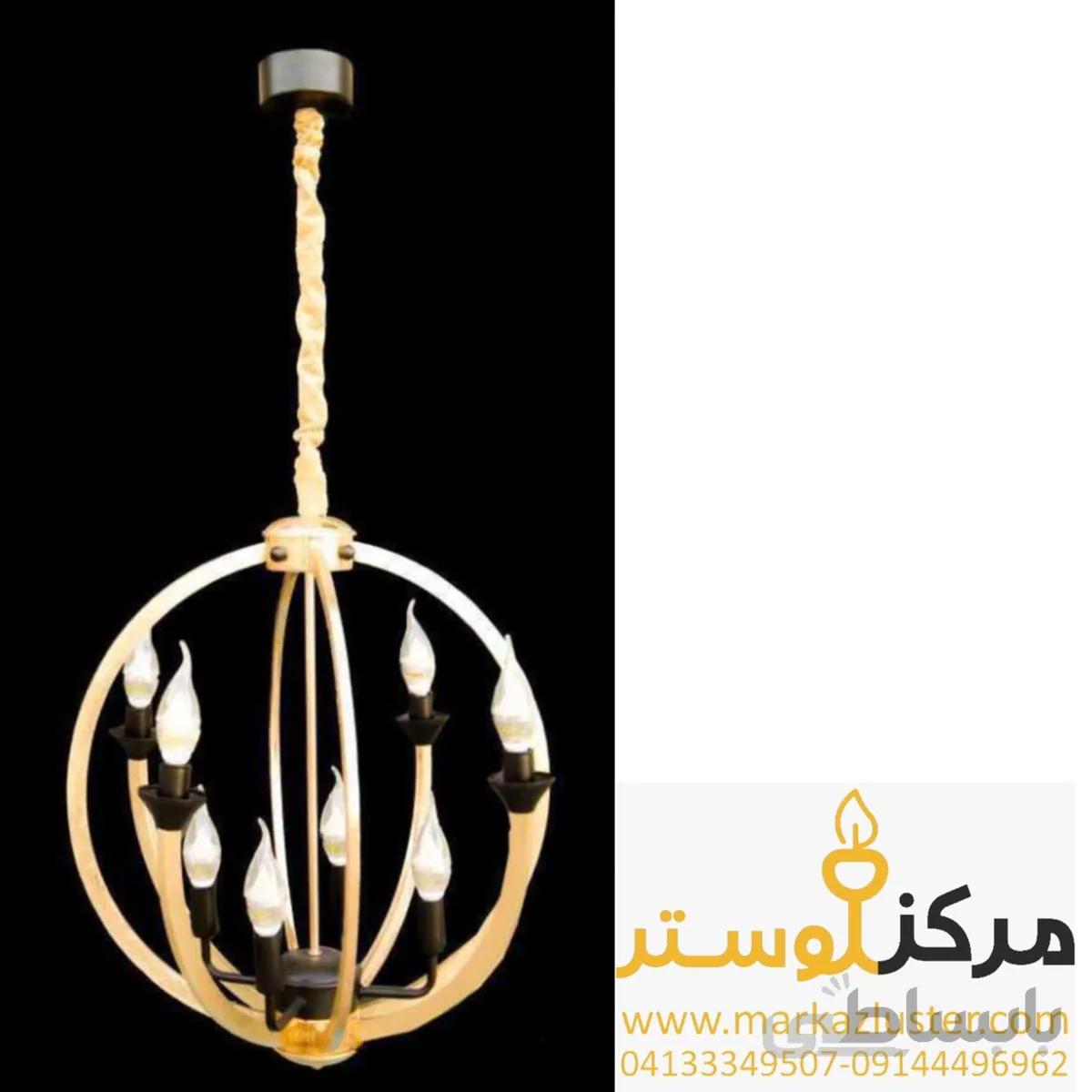 لوستر فانتزی مدل حلقه ای 8 شعله طلایی