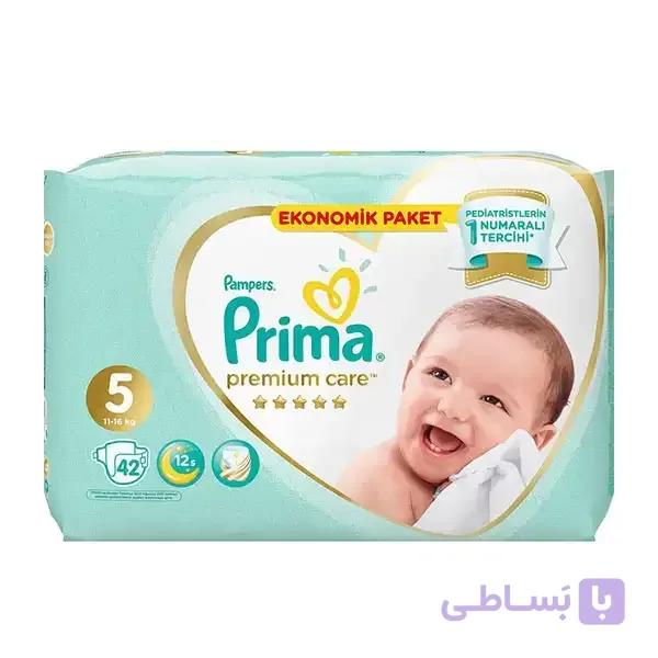 پوشک چسبی پریما Premium care سایز 5 بسته 42 عددی