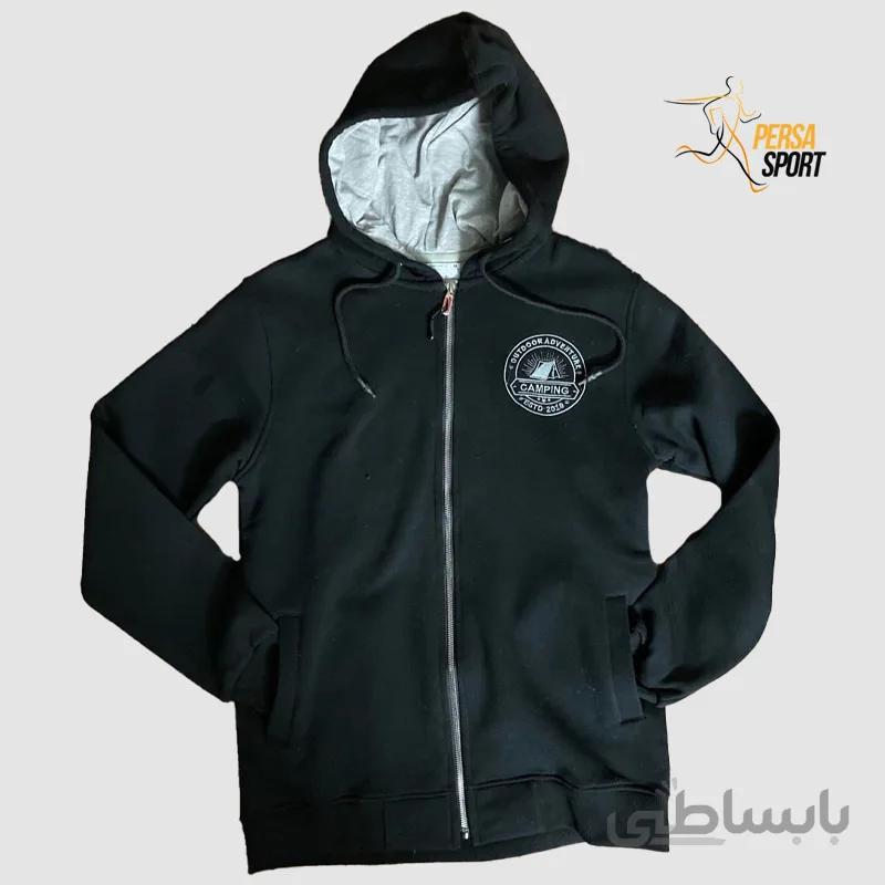 سویشرت کلاهدار مشکی پرسااسپرت Outdoor Adventure