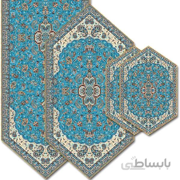 رومیزی مربع ترمه طرح سالار مشکی ابریشم کد 710 کد 410579