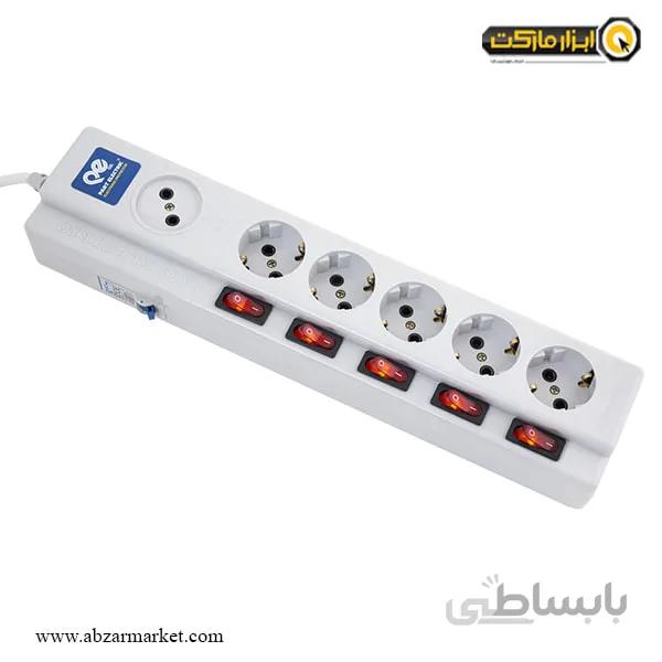 شش خانه 5+1 فیوز دار پارت الکتریک با کابل 5 متری مدل PRT 2162