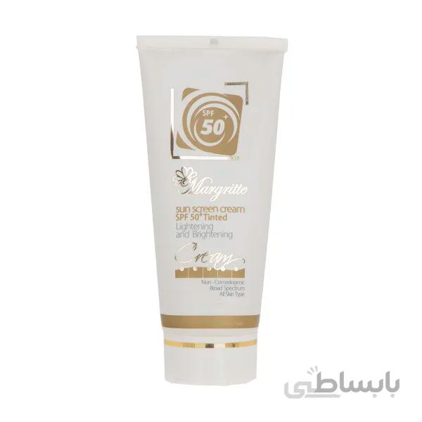 کرم ضدآفتاب روشن کننده مارگریت SPF50 رنگی حجم 65 میلی لیتر