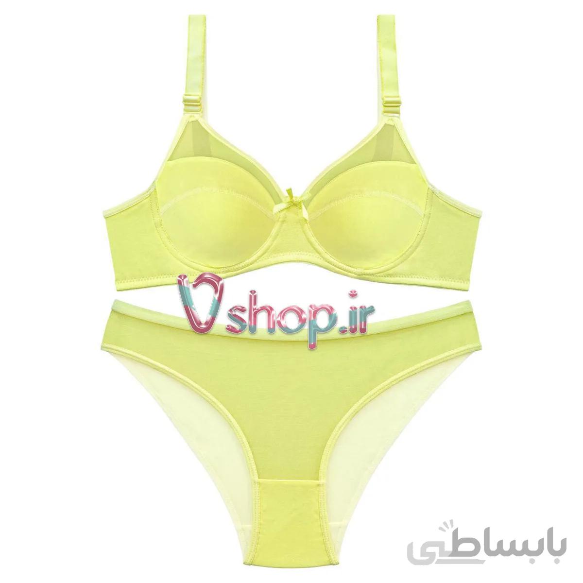 ست شورت و سوتین زنانه نوشه پوش مدل 223 رنگ لیمویی