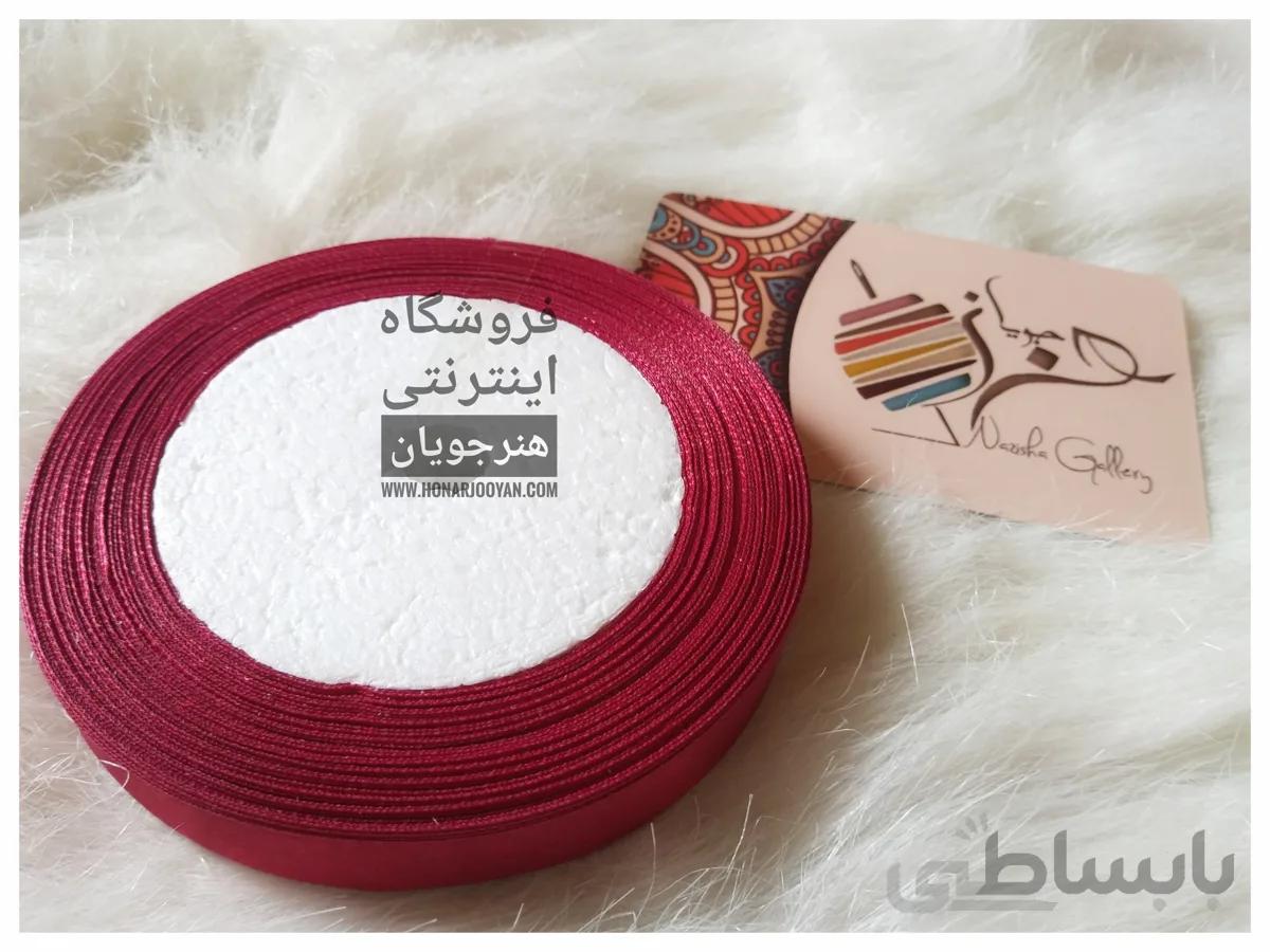 روبان ساتن 1.3 سانت زرشکی رول کامل