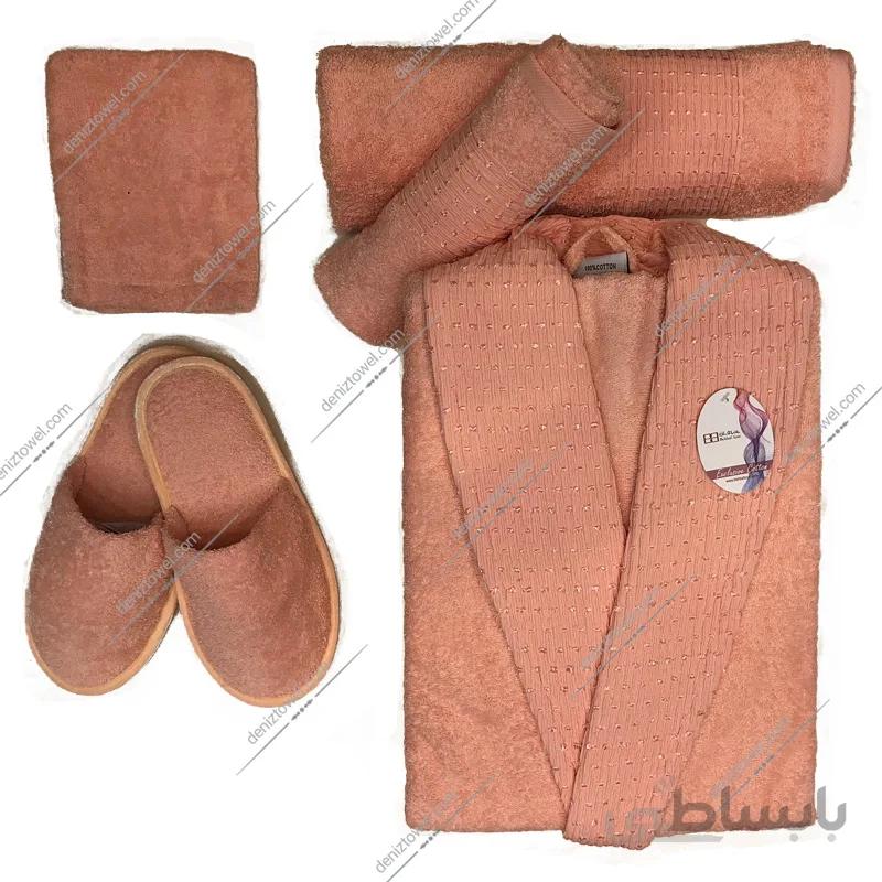 حوله ست یک نفره ۶ تیکه طرح هارمونی گلبهی