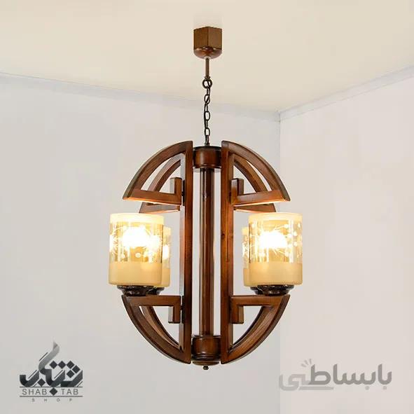 لوستر چوبی ورساچه چهار شعله دارکار کد 278