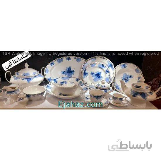 سرویس غذاخوری 6 نفره 30 پارچه بن چاینا پردیس ایزابل طرح سامانتا آبی