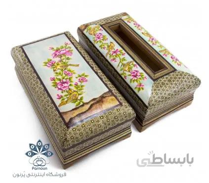 ست جعبه دستمال و جاقاشقی و چنگالی