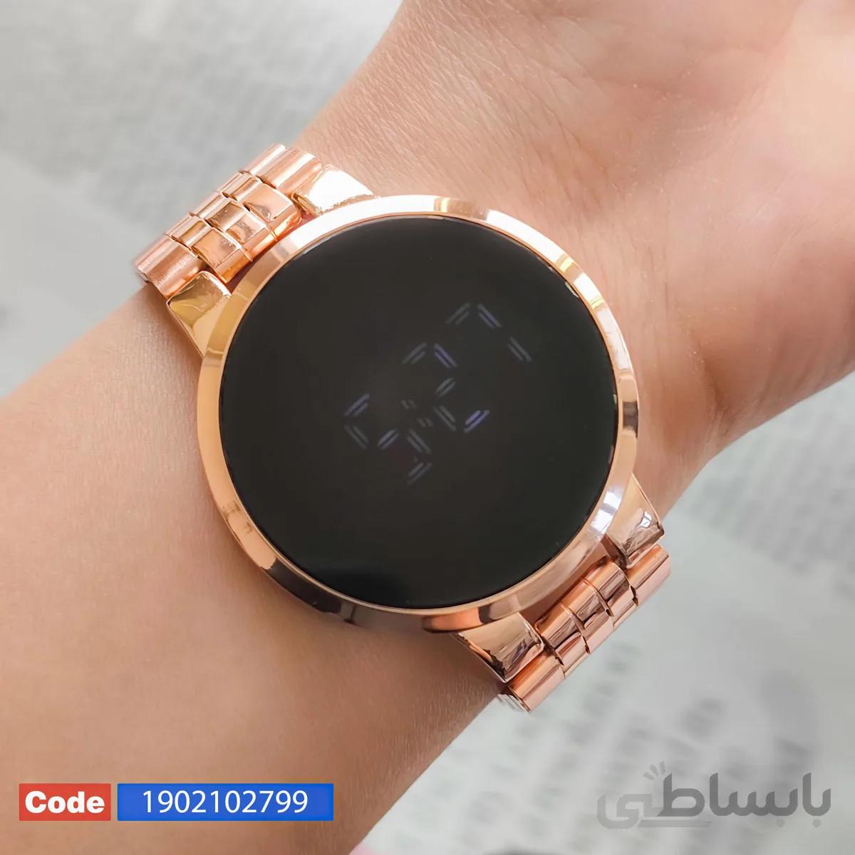 ساعت فلزی گرد led رز