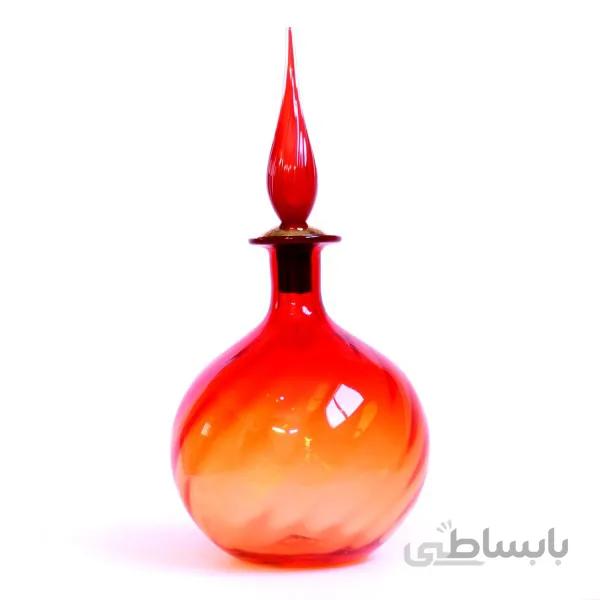 بطری شیشه ای موجدار در نیزه ای کوتاه قرمز