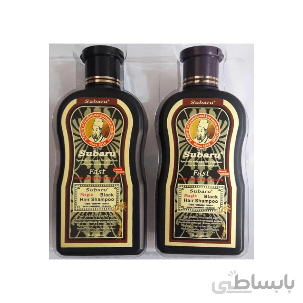 شامپو رفع سفیدی مو سوبارو بسته 2 تایی ا a wash black shampoo subaru