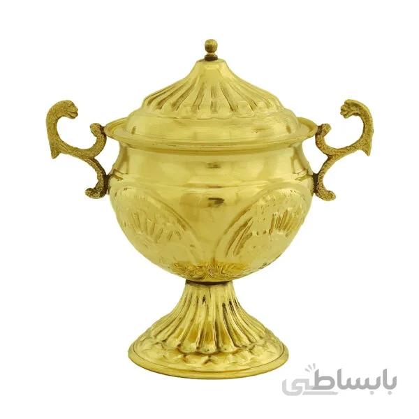 قندان برنجی طرح پایه دار قلم زرد کد ۱۰۹۳