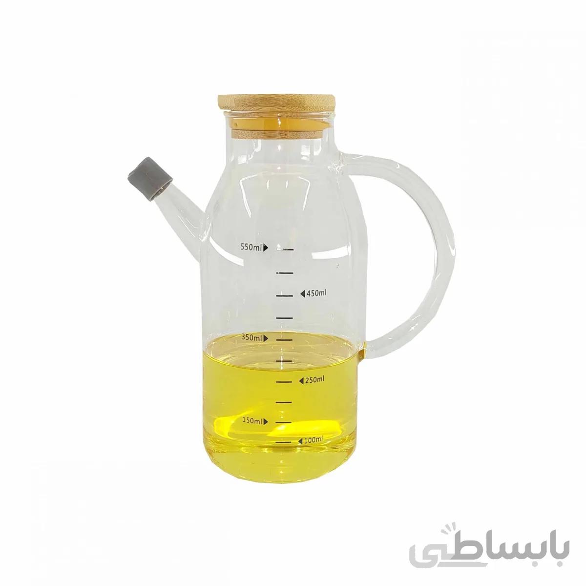 ظرف روغن پیرکس درب بامبو (گرد)
