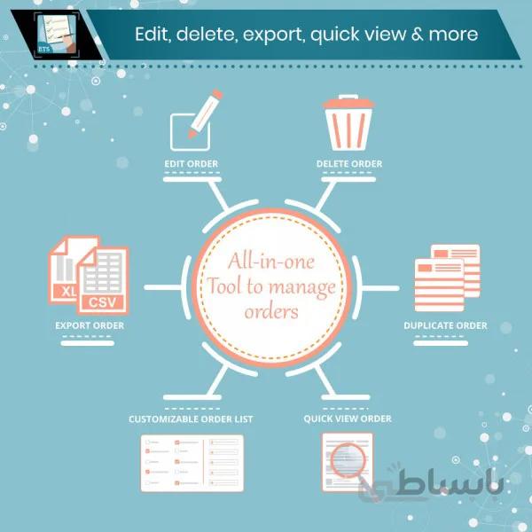 ماژول مدیریت و ویرایش سفارشات پرستاشاپ شرکت ETS Soft