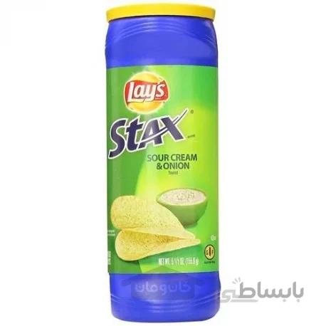 چیپس سیب زمینی لیز استاکس با طعم خامه ترش و پیاز 155.9 گرم Lays STAX