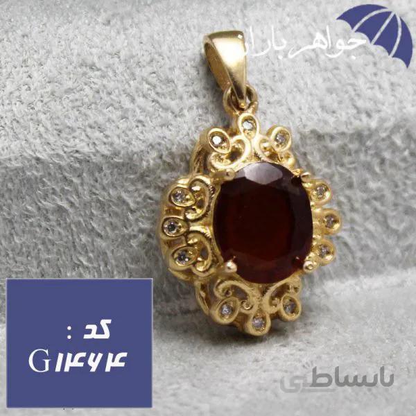 گردنبند طلاروس یاقوت گارنت اصل زنانه کد G_1464