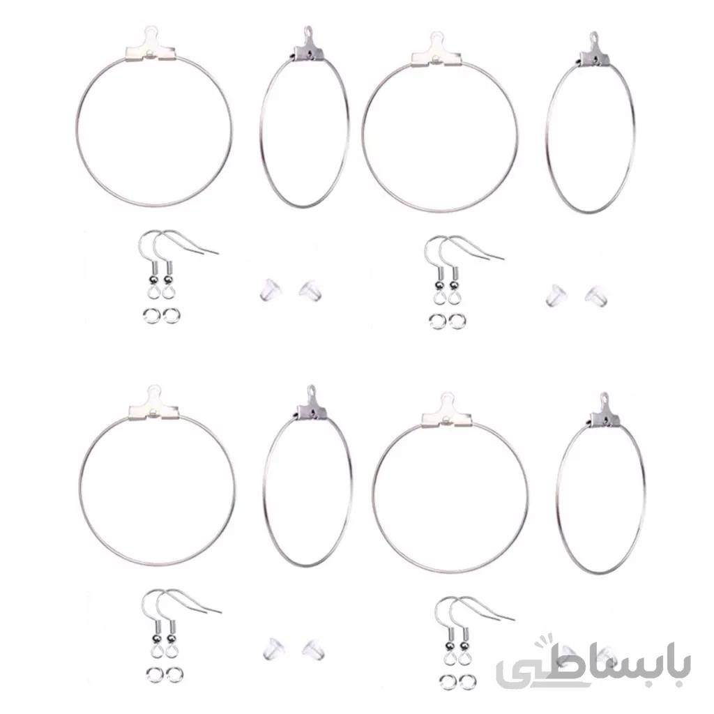 ملزومات ساخت گوشواره حلقه ای رنگ نقره ای